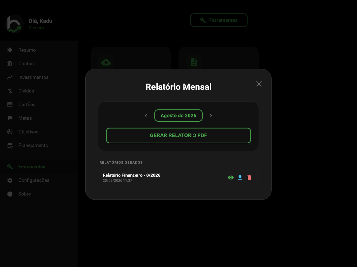 Web Relatório Mensal